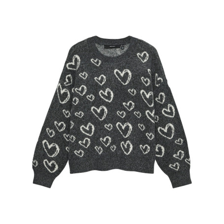 Pull anthracite à motifs pourvu d'une coupe...