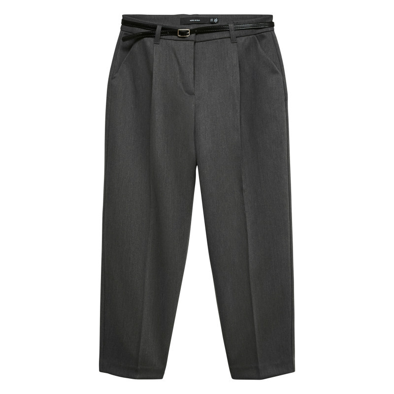 Vero Moda - Pantalon Chino Anthracite Uni Avec Une Coupe Droite Et Muni D'une Ceinture - Gris Foncé Vero Moda - Pantalon Chino Anthracite Uni Avec Une Coupe Droite Et Muni D'une Ceinture - Gris Foncé