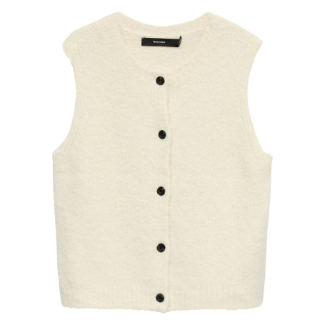 Gilet écru uni classique sans manche avec une...