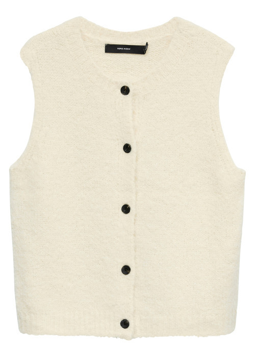 Gilet écru uni classique sans manche avec une...