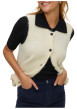 Thumbnail Gilet écru uni classique sans manche avec une coupe droite - Image 4