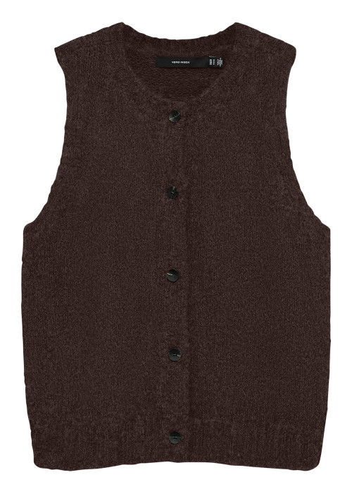 Gilet chocolat uni classique sans manche avec une coupe droite
