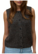 Thumbnail Gilet chocolat uni classique sans manche avec une coupe droite - Image 4