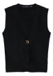 Thumbnail Gilet noir uni classique doté d'une coupe droite et d'un col en V