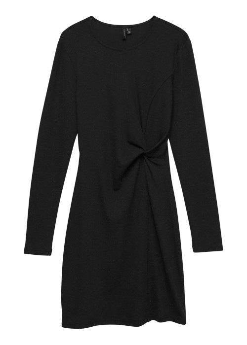 Robe courte noire unie dotée d'une coupe droite...