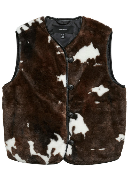 Gilet chocolat à motifs doté d'une coupe droite...