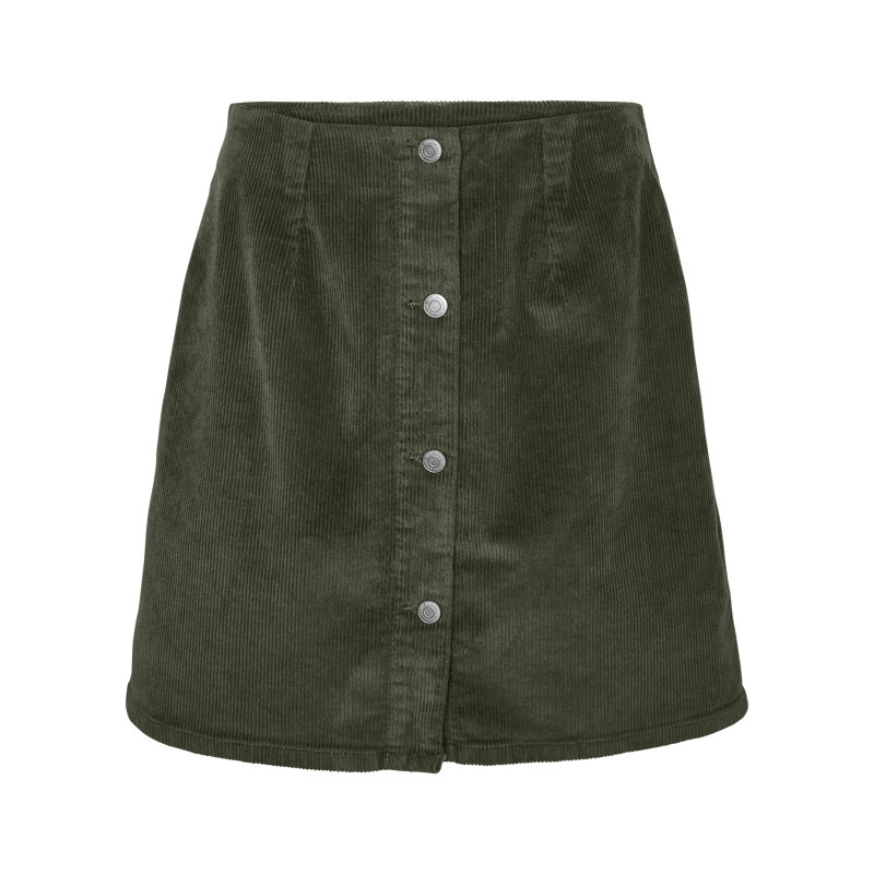 Vero Moda - Jupe Courte En Coton Kaki Unie Dotée D'une Coupe Trapèze Avec Boutons - Vert Vero Moda - Jupe Courte En Coton Kaki Unie Dotée D'une Coupe Trapèze Avec Boutons - Vert