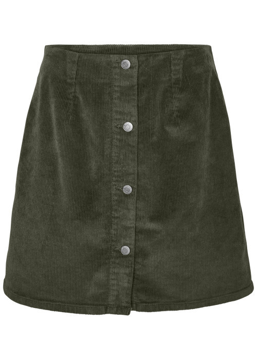 Jupe courte en coton kaki unie dotée d'une...