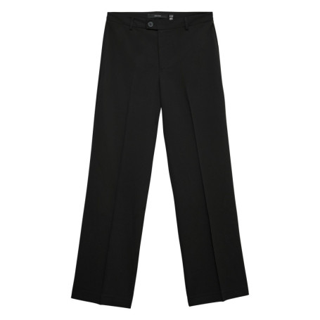 Pantalon noir uni avec une coupe flare muni...