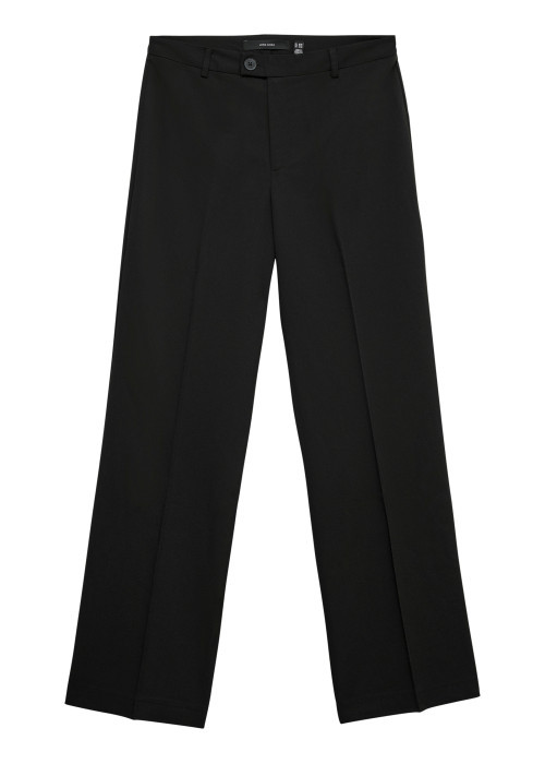 Pantalon noir uni avec une coupe flare muni d'un zip et d'un bouton