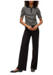 Thumbnail Pantalon noir uni avec une coupe flare muni d'un zip et d'un bouton - Image 5