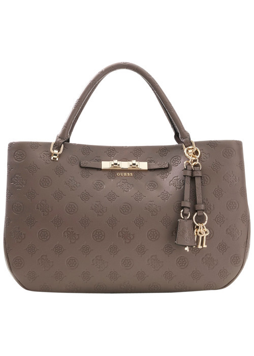 Sac porté mains taupe à motif monogramme avec...
