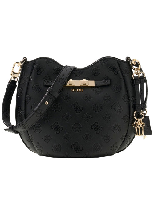 Sac à bandoulière noir à motif monogramme avec...