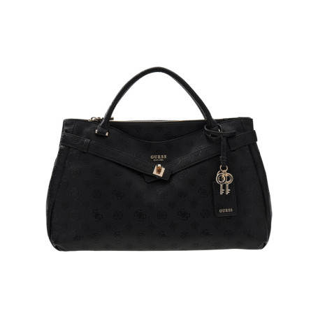 Sac porté mains noir à motifs monogrammes muni...