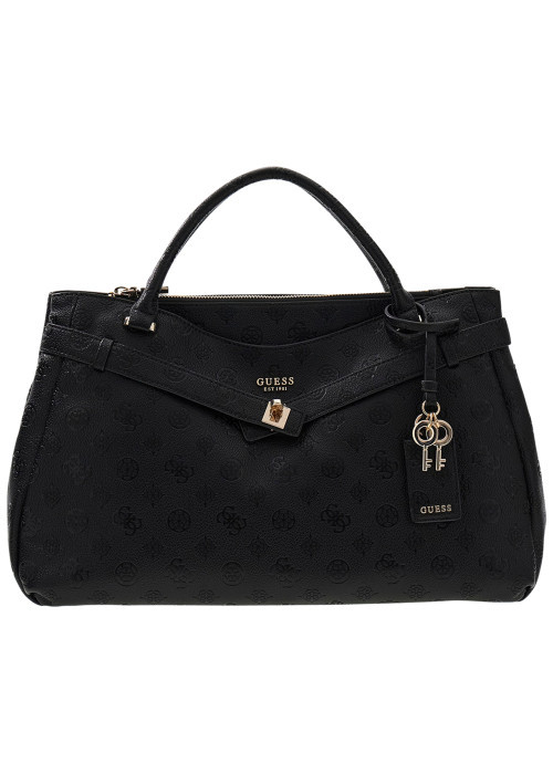 Sac porté mains noir à motifs monogrammes muni...