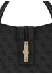 Thumbnail Sac à main porté épaule noir à imprimé monogramme avec une fermeture à pression - Image 4