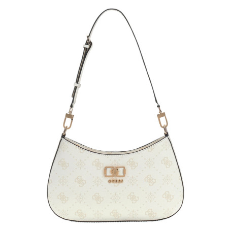 Sac à main porté épaule blanc à motifs...