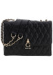 Thumbnail Sac à main porté épaule noir à imprimé monogramme avec fermeture à rabat