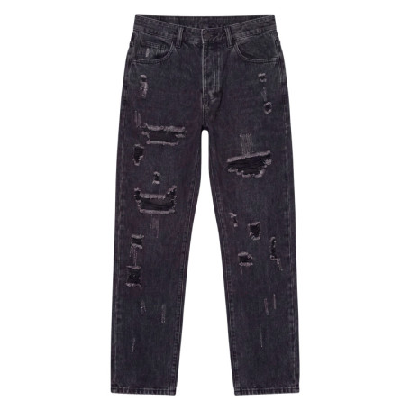 Jean en coton mélangé noir anthracite doté...