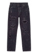 Thumbnail Jean en coton mélangé noir anthracite doté d'une coupe droite et de déchirures