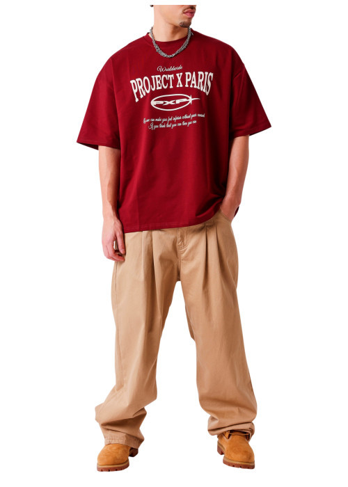 Pantalon 5 poches en coton beige uni avec une...