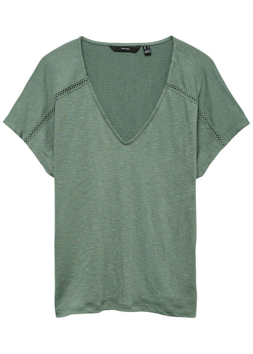 T-shirt kaki uni avec une coupe droite et des...