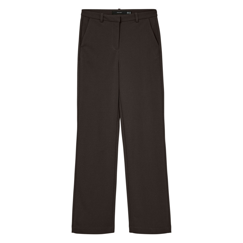 Vero Moda - Pantalon Chino Chocolat Uni Avec Une Coupe Droite Muni D'un Zip - Marron Vero Moda - Pantalon Chino Chocolat Uni Avec Une Coupe Droite Muni D'un Zip - Marron