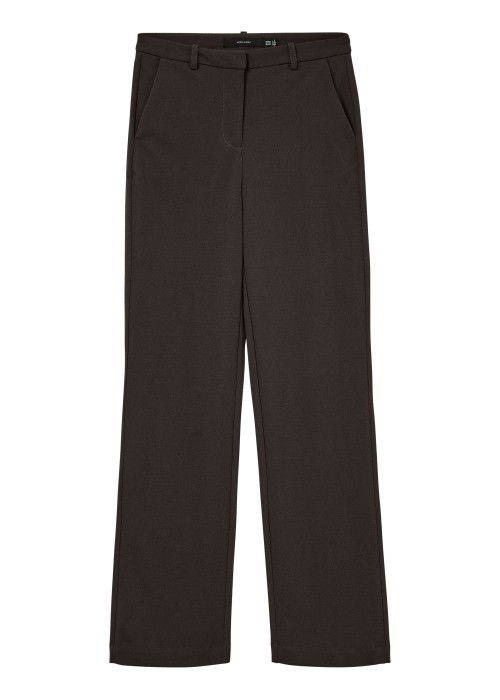 Pantalon chino chocolat uni avec une coupe droite muni d'un zip
