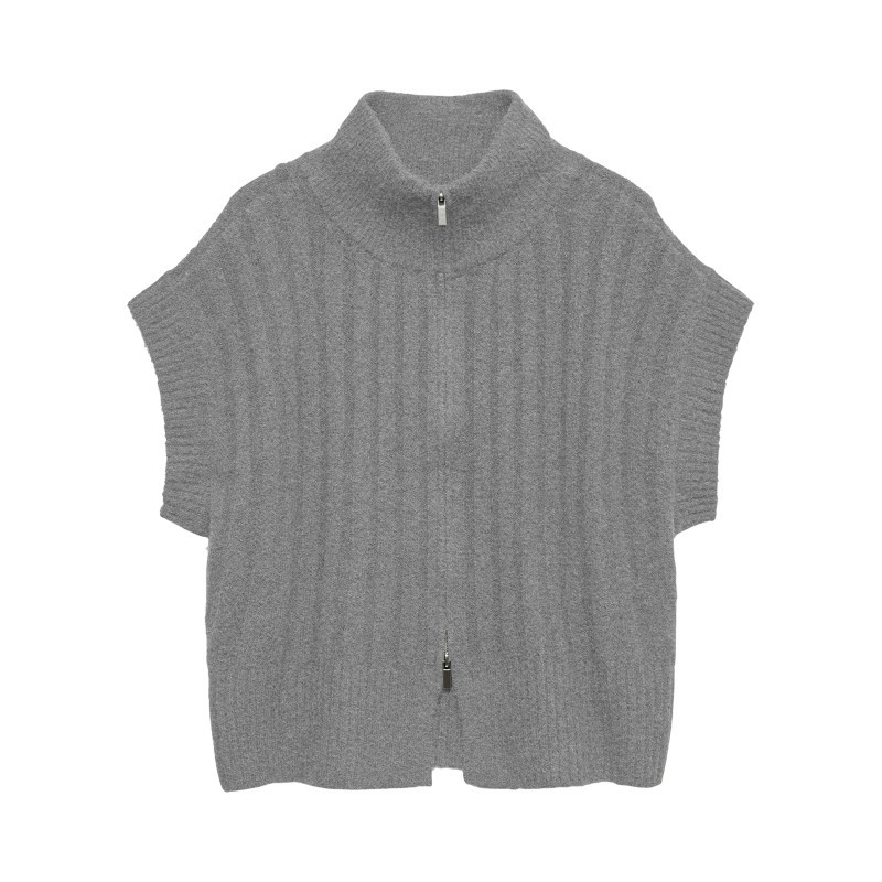 Vero Moda - Gilet Gris Uni Pourvu D'une Coupe Droite Et De Manches Courtes - Gris