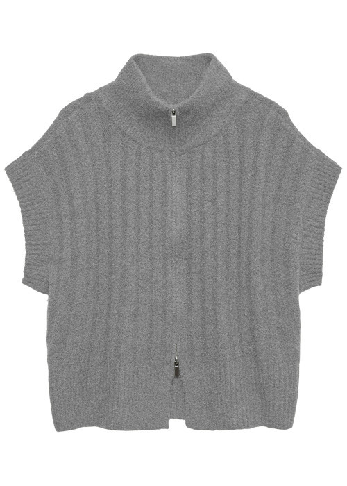 Gilet gris uni pourvu d'une coupe droite et de...