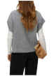 Thumbnail Gilet gris uni pourvu d'une coupe droite et de manches courtes - Image 3