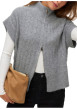 Thumbnail Gilet gris uni pourvu d'une coupe droite et de manches courtes - Image 4