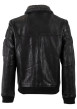 Thumbnail Blouson en cuir de mouton noir uni à coupe droite avec un col sherpa boutonné - Image 2