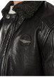 Thumbnail Blouson en cuir de mouton noir uni à coupe droite avec un col sherpa boutonné - Image 5