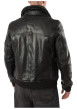 Thumbnail Blouson en cuir de mouton noir uni à coupe droite avec un col sherpa boutonné - Image 6