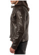 Thumbnail Blouson en cuir de mouton marron uni avec une coupe droite et un col à capuche - Image 7