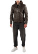 Thumbnail Blouson en cuir de mouton marron uni avec une coupe droite et un col à capuche - Image 8