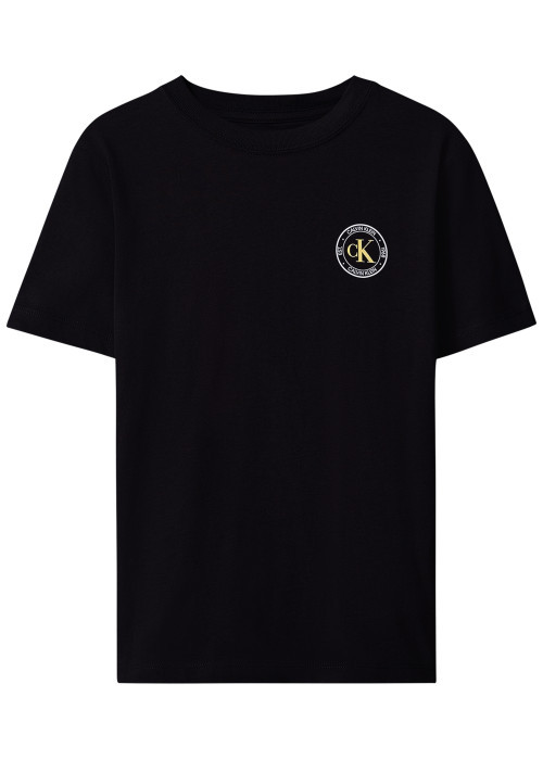 T-shirt en coton noir uni à coupe droite avec...