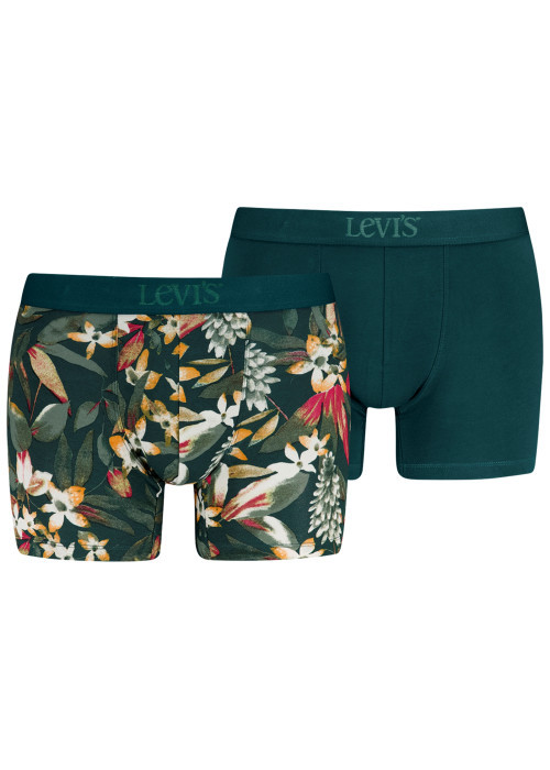 Lot de 2 boxers classiques en coton vert floral...
