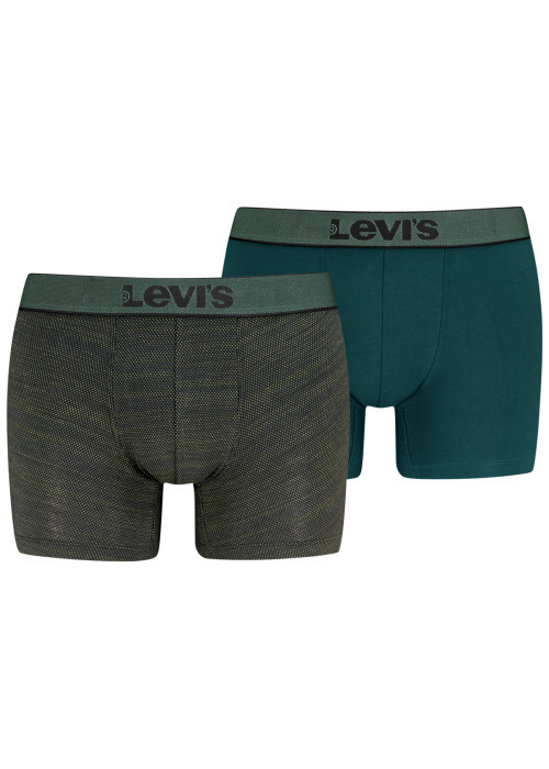 Lot de 2 boxers classiques en coton verts à motifs munis du logo