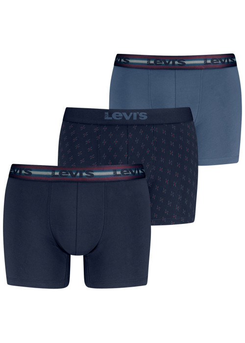 Lot de 3 boxers classiques en coton noirs et bleus à motifs minimalistes