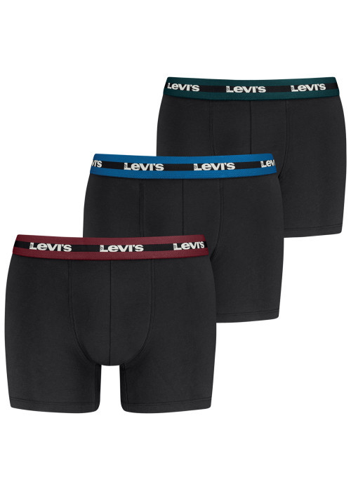 Lot de 3 boxers classiques en coton noirs unis à coupe slim et logo blanc