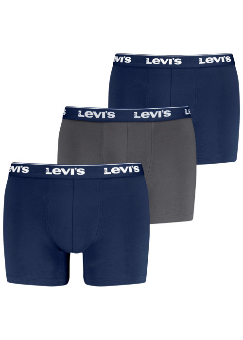 Lot de 3 boxers classiques en coton bleu marine...