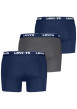Thumbnail Lot de 3 boxers classiques en coton bleu marine et marron unis à coupe slim - Image 2