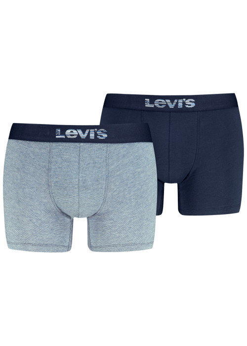 Lot de 2 boxers classiques en coton bleu unis...