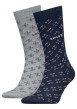 Thumbnail Lot de 2 paires de chaussettes hautes bleues et grises à motifs