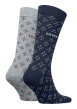 Thumbnail Lot de 2 paires de chaussettes hautes bleues et grises à motifs - Image 2