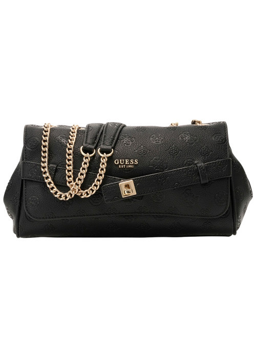 Sac à main porté épaule noir à imprimé monogramme avec une anse