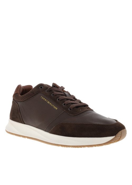 Baskets running Th Dressy Runner en cuir chocolat à semelle plate