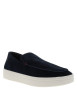 Thumbnail Mocassins en cuir bleu marine à semelle plate et un logo embossé sur la semelle